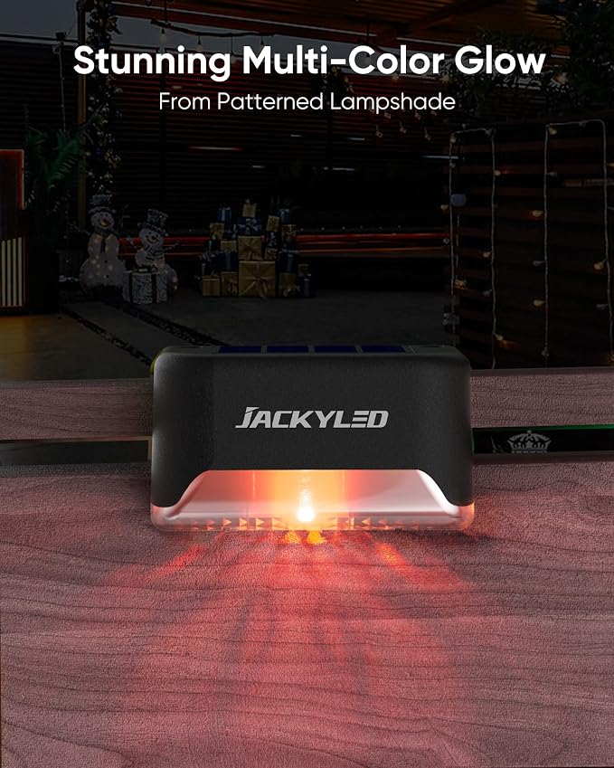 JACKYLED 16 Pack Deck Lights Solar Powered Color Changing, Outdoor Solar Fence - Image 2