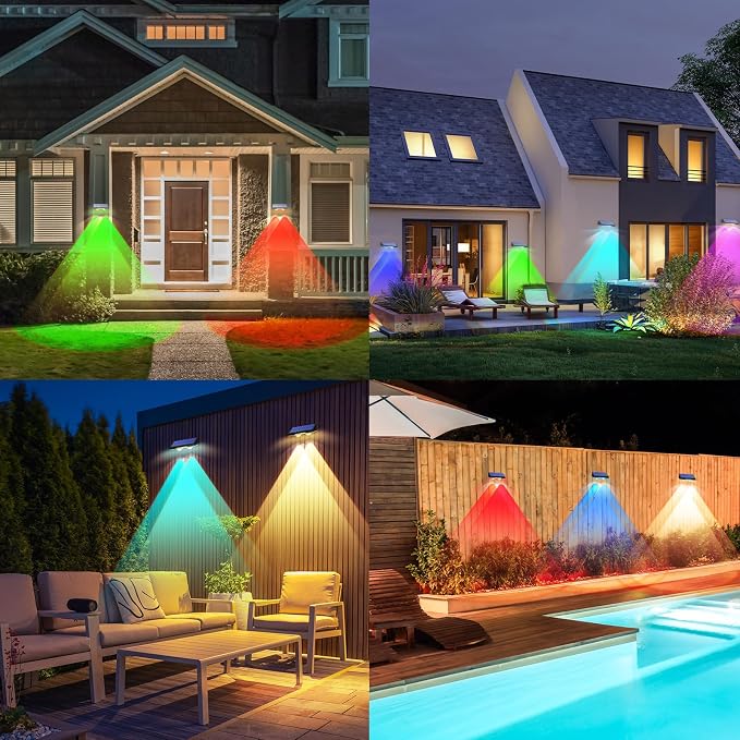 TECKNET Solar Fence Lights Outdoor 8 Pack, Warm White & 6 Colors & RGB - Image 8