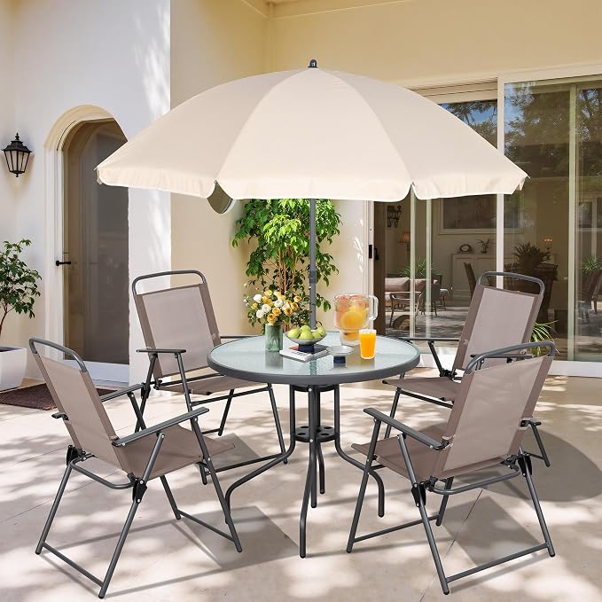 Vongrasig 6 Pieces Folding Patio Dining Set, All Weather Small Metal Outdoor - Image 2