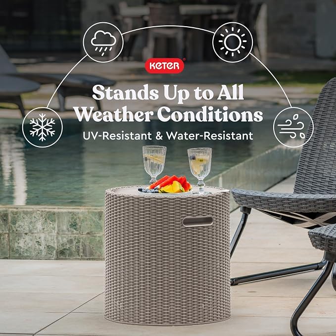 Keter Cool Side Table Cooler 3 in 1 Outdoor Patio Table and Ice Chest Storage - Image 6