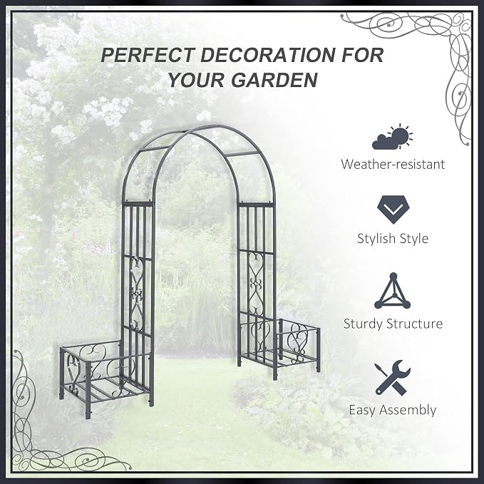 Outsunny 6.7' Steel Garden Arch Arbor - Image 4