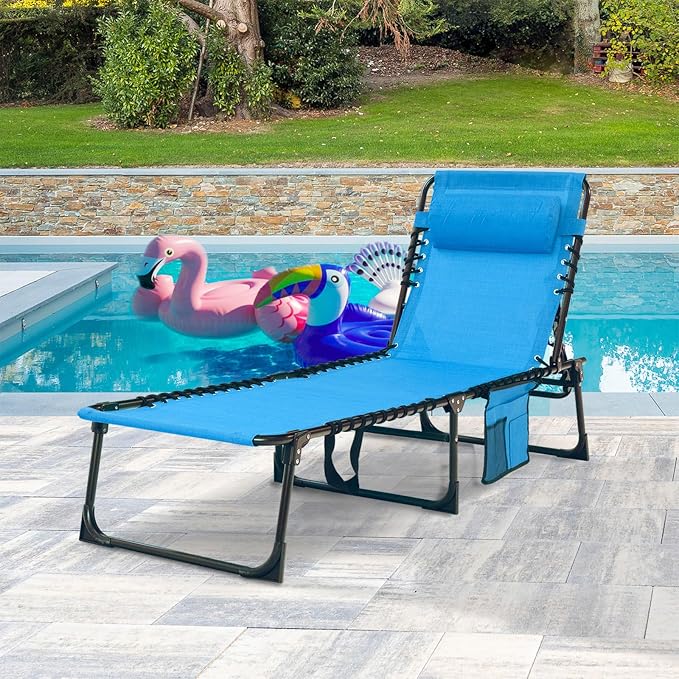 Folding Chaise Lounge Chair Bed - Image 2