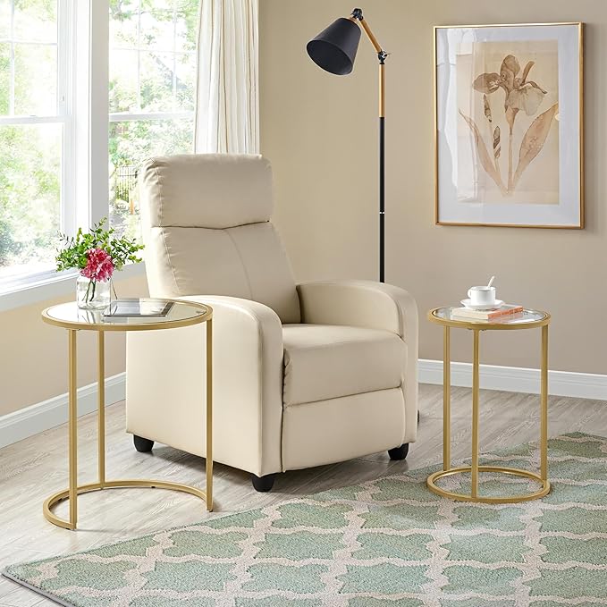 Yaheetech Round Nesting Side Table Stacking Coffee Table, Mustard Gold - Image 4