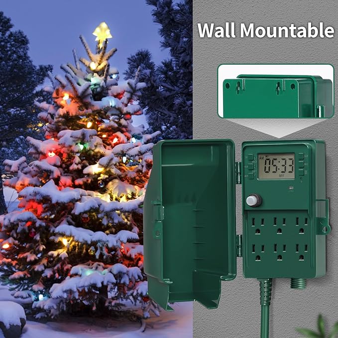 SURAIELEC Outdoor Power Stake, 7-Day Programmable Digital Timer, Power Strip - Image 6