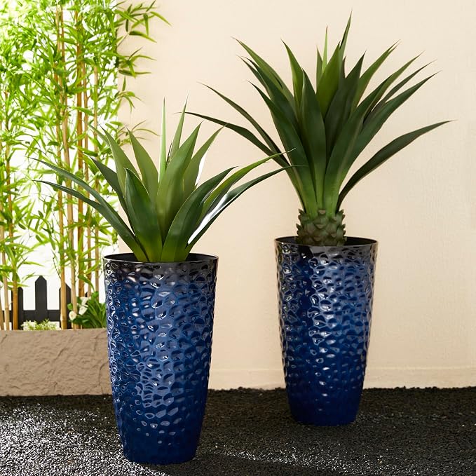 Glitzhome 23.75" H Oversized Tall Planter, Modern Set of 2 Honeycomb Textured - Image 7