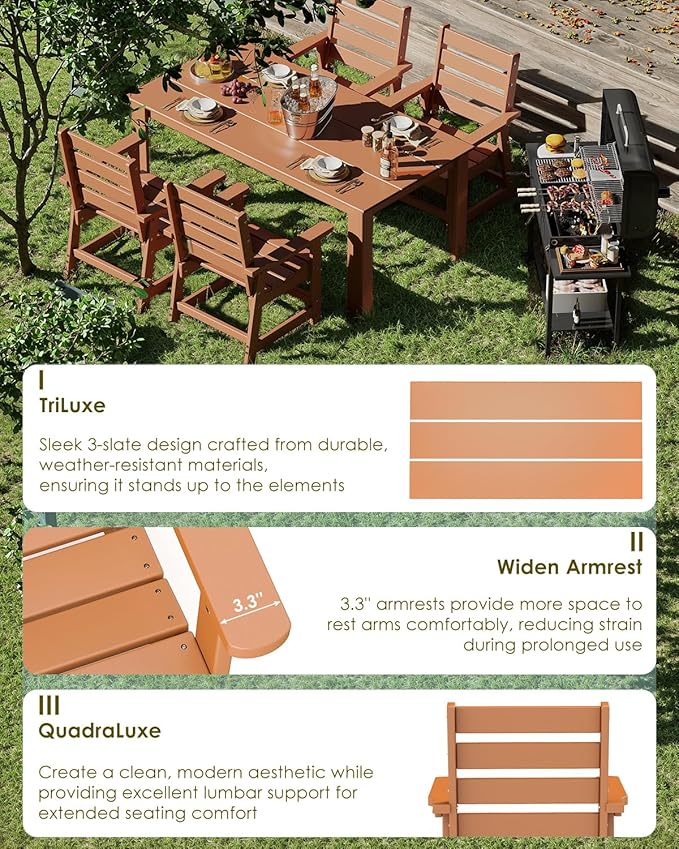 GREENVINES 5-Piece Outdoor Dining Set | HDPE | Patio Table and Chairs Sets - Image 6