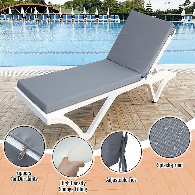 Patelai 2 Pcs Outdoor Chaise Lounge Cushions - Image 5