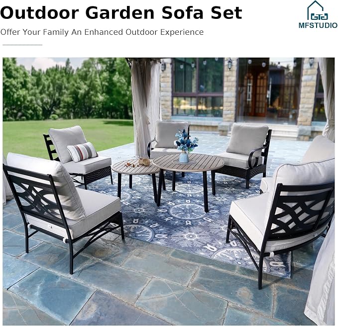 MFSTUDIO Patio Furniture Set, 6 Seats Half-Moon Curved Outdoor Sectional Sofa - Image 8