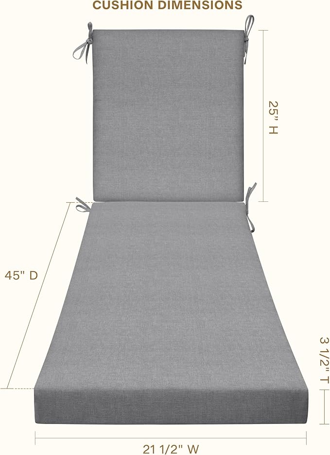 Honeycomb Outdoor Heritage Chaise 21.5 x 70, Textured Solid Platinum Grey - Image 4