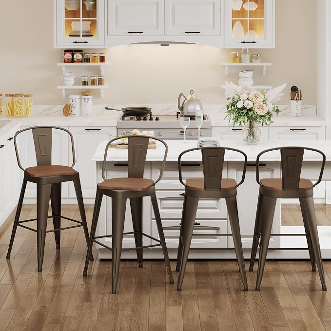 Aklaus Swivel Metal Bar Stools Swivel Modern Farmhouse Bar Chairs - Image 8