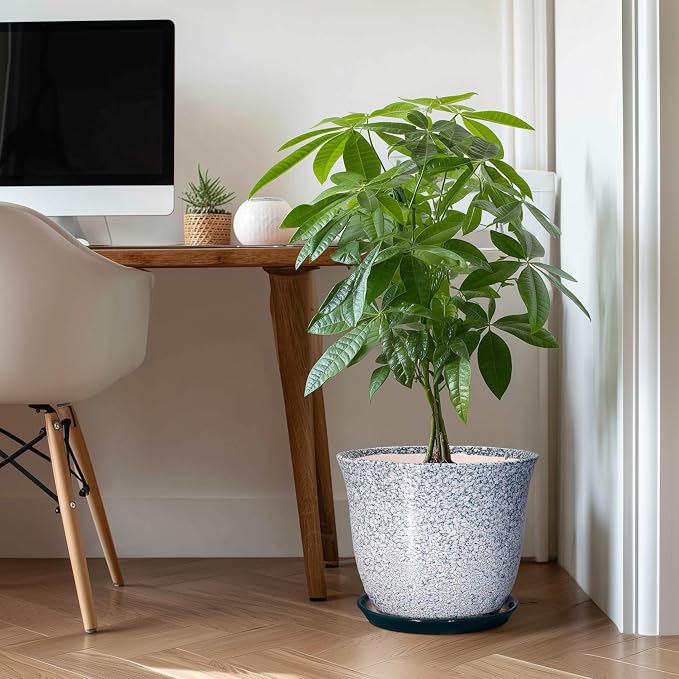 12 Inch Pot for Plants- Ceramic Planter Indoor Outdoor, Round Large Plant Pots - Image 3