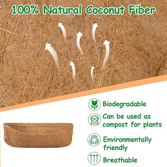 3 Pack Coco Liners for Window Planter Box - 24in 100% Natural Coconut Coir - Image 3