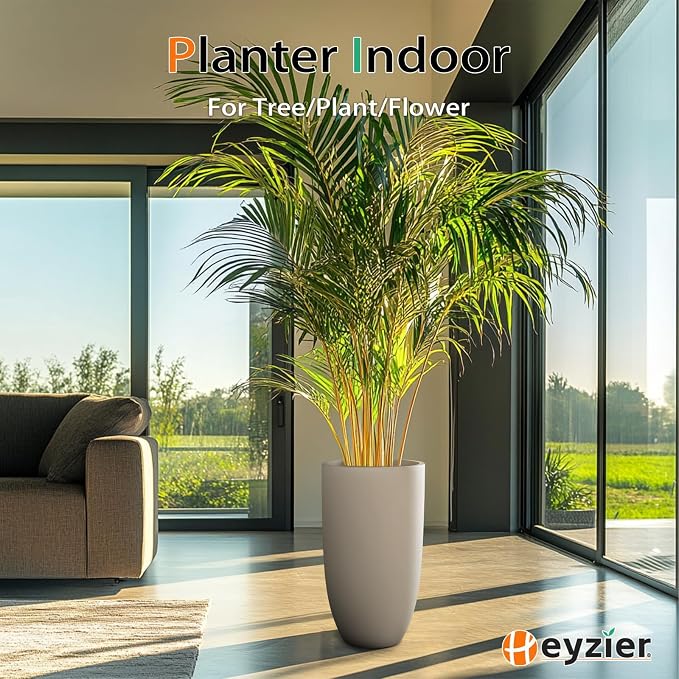 Tall Planters for Outdoor Plants, Large Concrete Flower Pots for Garden Front - Image 4