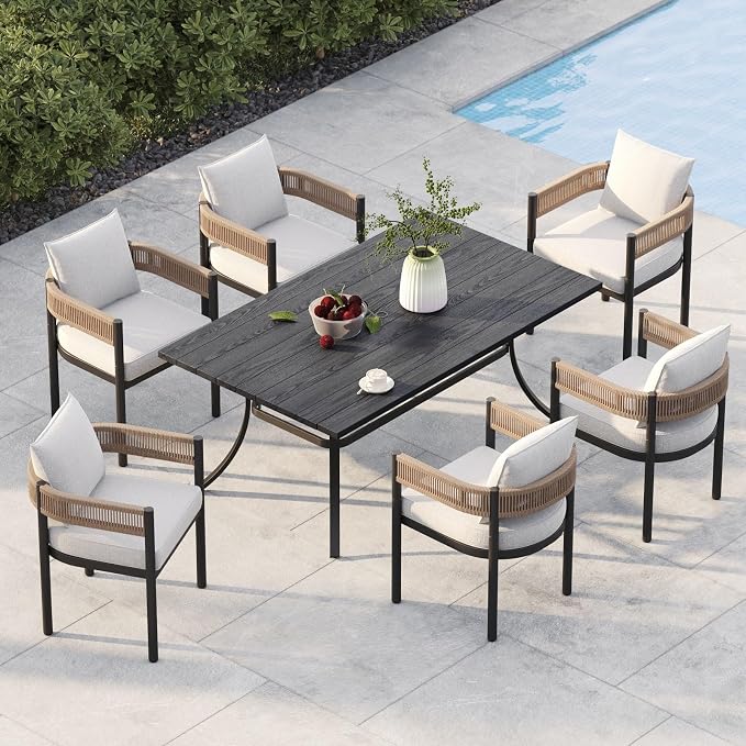 Grand patio Outdoor Dining Set, 7-Piece Patio Table and Chairs Set, Metal Woven by GrandPatio