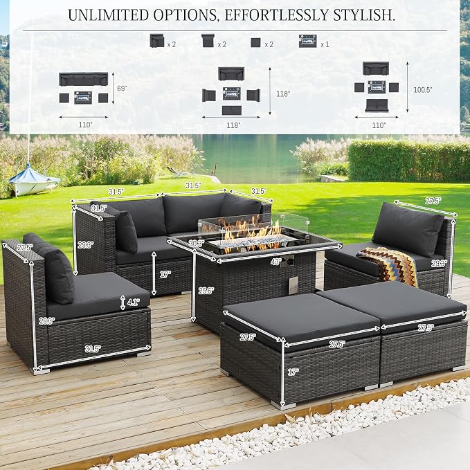 BULEXYARD 7 Piece High Back Outdoor Sectional Set - Image 2