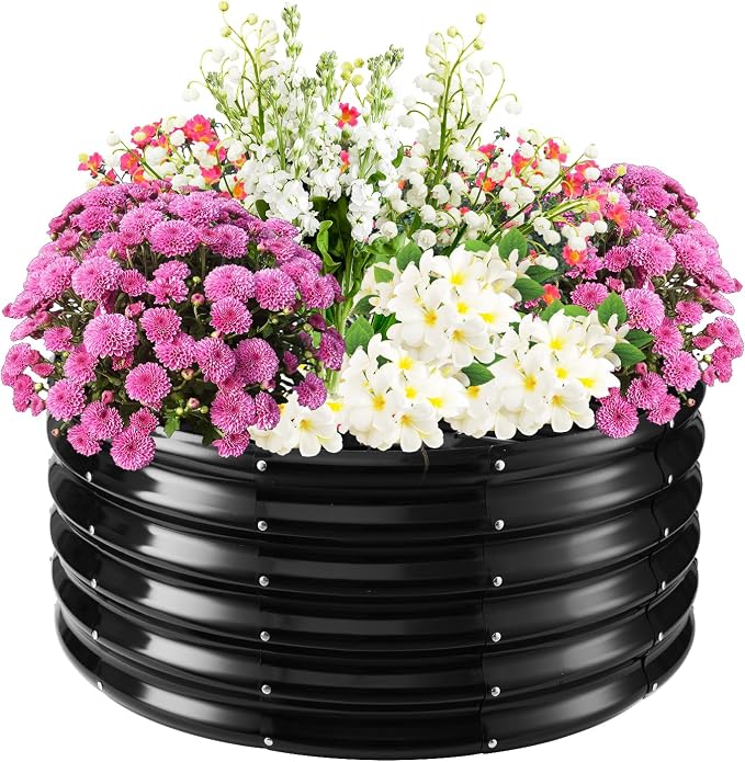 17" Tall Elevated Round Metal Rised Garden Bed- 2.7'x2.7' in Size and 0.8MM by TBMLC