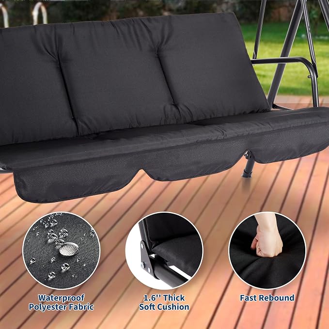 Porch Swing Chair with Adjustable Canopy - Image 5