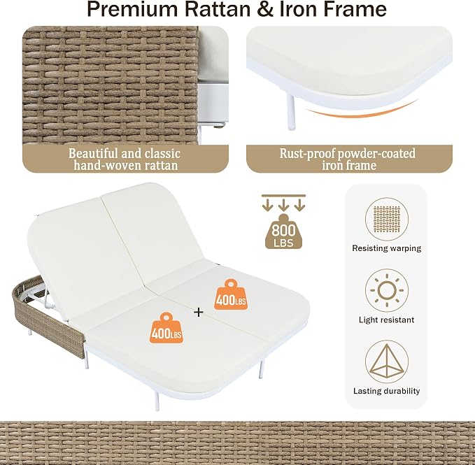 Merax Outdoor Daybed, Patio Rattan Daybed - Image 7