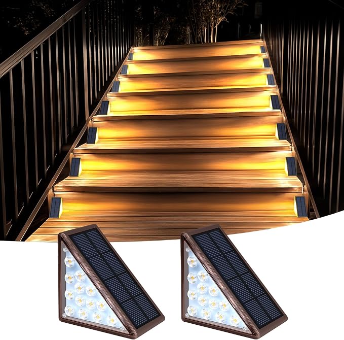 Solar Step Lights for Outside Waterproof IP67, Outdoor Stair Light 2 Pack by XILLUMICORE