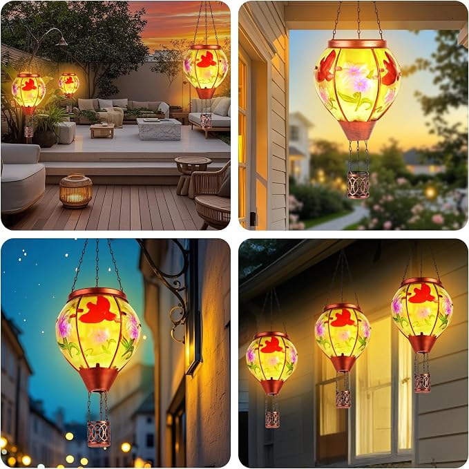 Cardinal Solar Hot Air Balloon Lantern, Outdoor Decor - Image 3