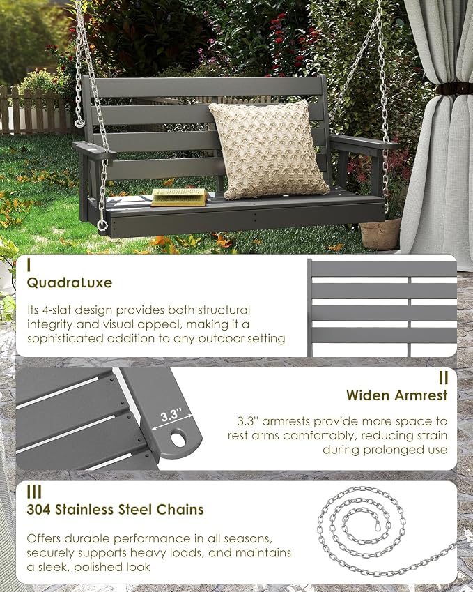 GREENVINES Porch Swing | 51’’ | HDPE Plastic | - Image 7