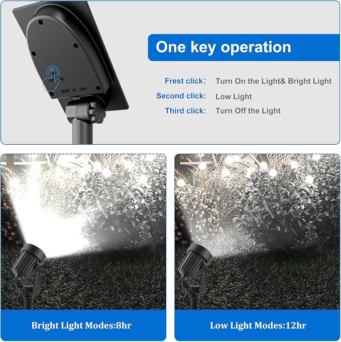 Solar Spot Lights Outdoor, Landscape Spotlights IP65 Waterproof 9.8ft Cable - Image 3