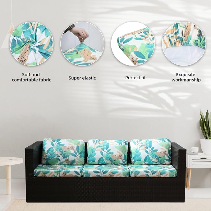 8Pcs Stretch Patio Cushion Covers, Outdoor Couch Covers Replacement, Outdoor - Image 3