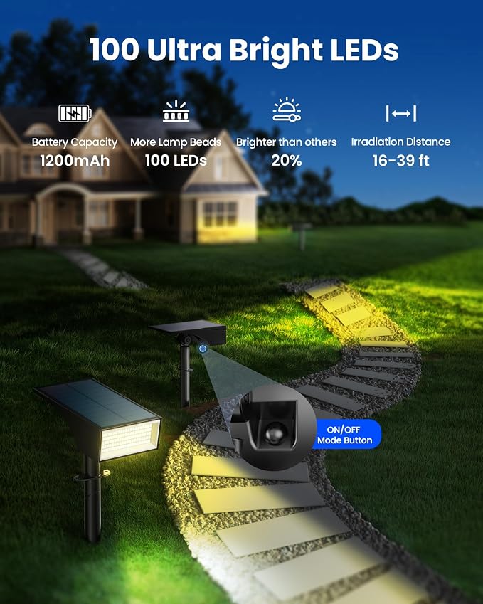 Koicaxy Solar Lights Outdoor Waterproof 8 Pack IP65, 100 LEDs 4 Light Modes - Image 4