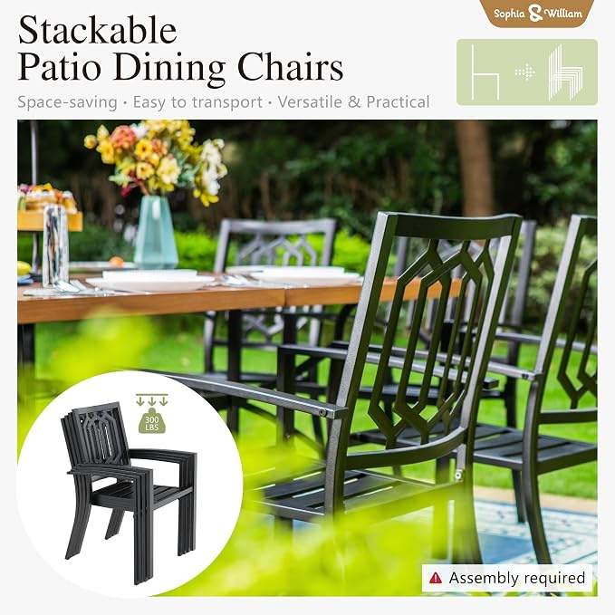 Sophia & William Round Patio Table and Chairs Set, Outdoor Dining Set - Image 2