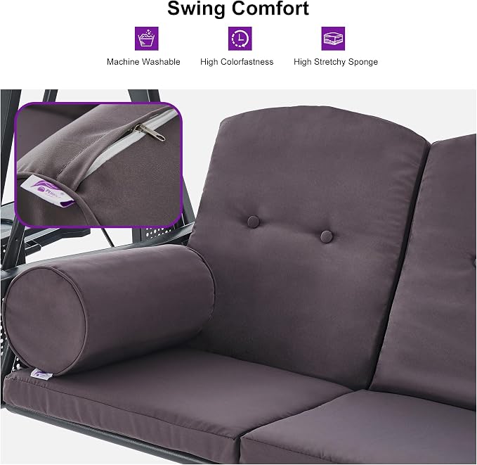 PURPLE LEAF Outdoor Patio Porch Swing - Image 4