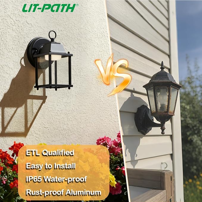 LIT-PaTH Outdoor LED Wall Lantern, Wall Sconce Exterior Porch Lighting Fixture - Image 5