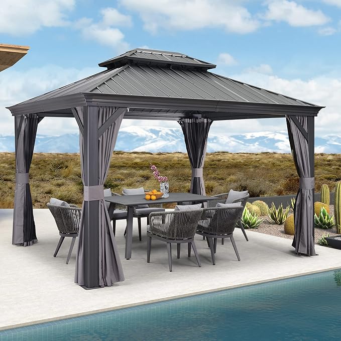 PURPLE LEAF 10' X 12' Permanent Hardtop Gazebo Aluminum Gazebo - Image 3