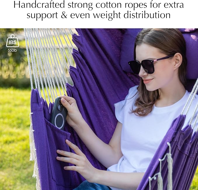 PNAEUT Hammock Chair Hanging Rope Swing - Image 2
