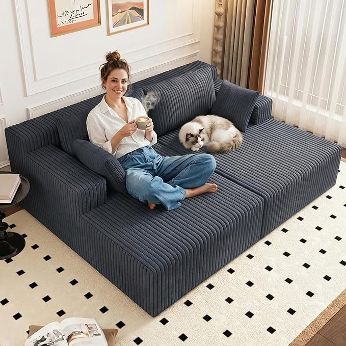 ODUWA Oversized Double Chaise Lounges Indoor, Upholstered Boneless Cloud - Image 6