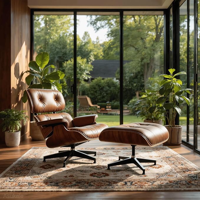 Top Grain Leather, Mid Century Chaise Lounge Chair and Ottoman, Reading Chair - Image 4