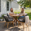 PURPLE LEAF 5 Pieces Patio Dining Set Wicker Outdoor Furniture Round Table and by PURPLELEAF
