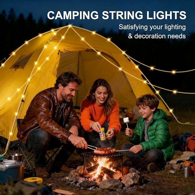 Camping String Lights, 4 in 1 Quick Storage 33FT Rechargeable Tent Lights - Image 6