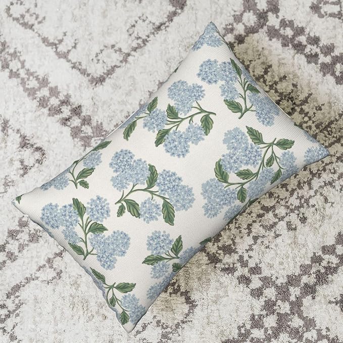 Spring Pillow Covers 12x20 Inch 2 Pcs Blue Green Hydrangea Flower Decor Throw - Image 5