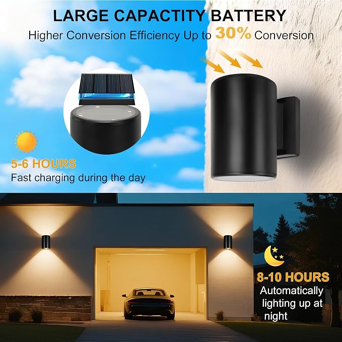 Livinlarge 4-Pack Outdoor Solar Wall Lights, IP65 Waterproof Outdoor Wall - Image 4