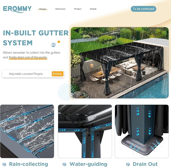 EROMMY Louvered Pergola 12' x 20' Outdoor Hard Top Pergola - Image 4