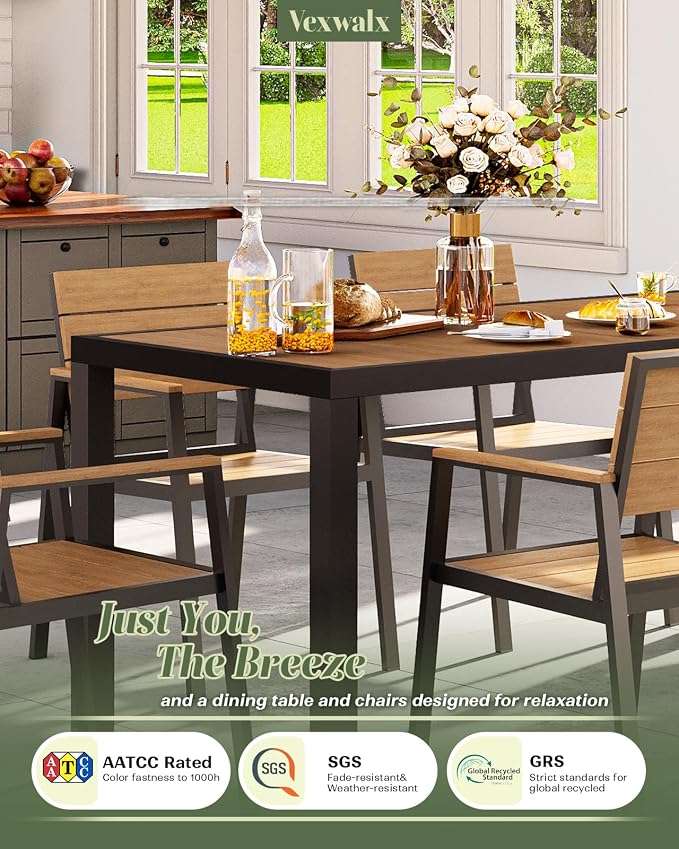 67" HDPS Outdoor Patio Dining Table, Aluminum-Edged Outdoor Dining Table - Image 5