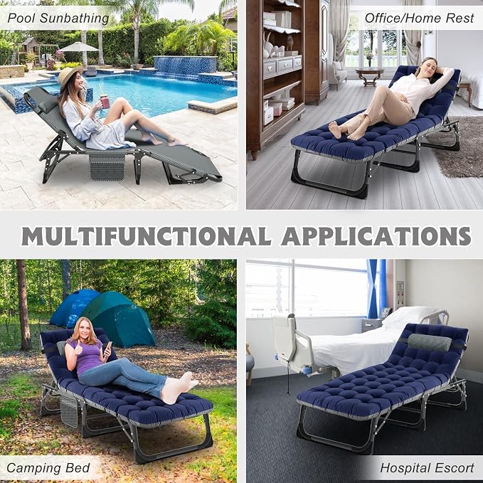 ABORON 2PK Heavy Duty Tanning Chair, 5-Gear Outdoor Folding Chaise Lounge Chair - Image 6