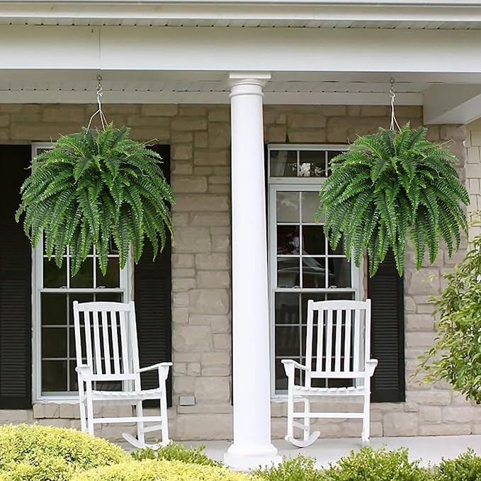 Single Silky Artificial Boston Fern Bush, 43Inch Large Artificial Ferns - Image 6