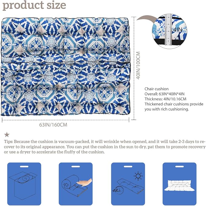 Outside Benches Cushion with Backrest, Thicken Waterproof Swing Cushions 2/3 - Image 3