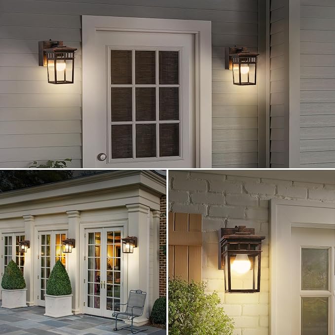 Porch Light with GFCI Outlet, Dusk to Dawn Outdoor Lighting with Aluminum Frame - Image 7