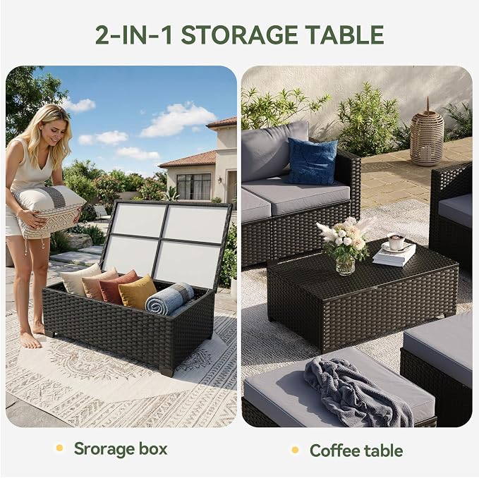 Aoxun 8 Piece Outdoor Patio Furniture Set 7 Seats, Outdoor Sectional - Image 4