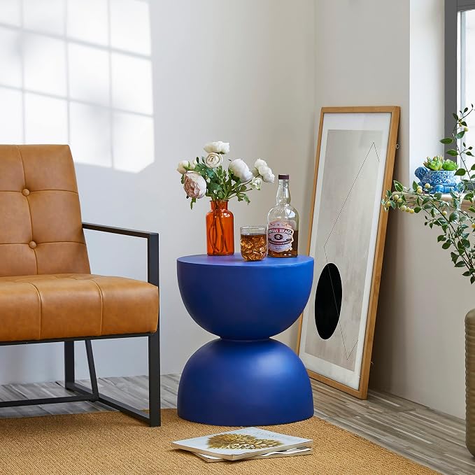 Glitzhome Outdoor Side Table, Round Accent End Table, Lightweight Hourglass - Image 8