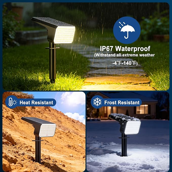 LANSOW Solar Spot Lights Outdoor Waterproof IP67, Solar Landscape Spotlights - Image 4