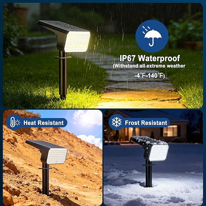 LANSOW 12 Pack Solar Spot Lights Outdoor Waterproof IP67, Solar Landscape - Image 4