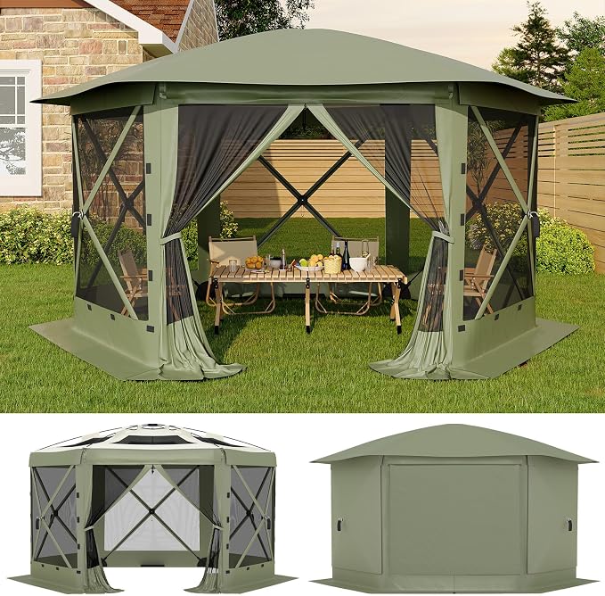 13x13FT 6-Sided Pop Up Gazebo Tent，One-Push Setup Canopy Tent by GarveeLife